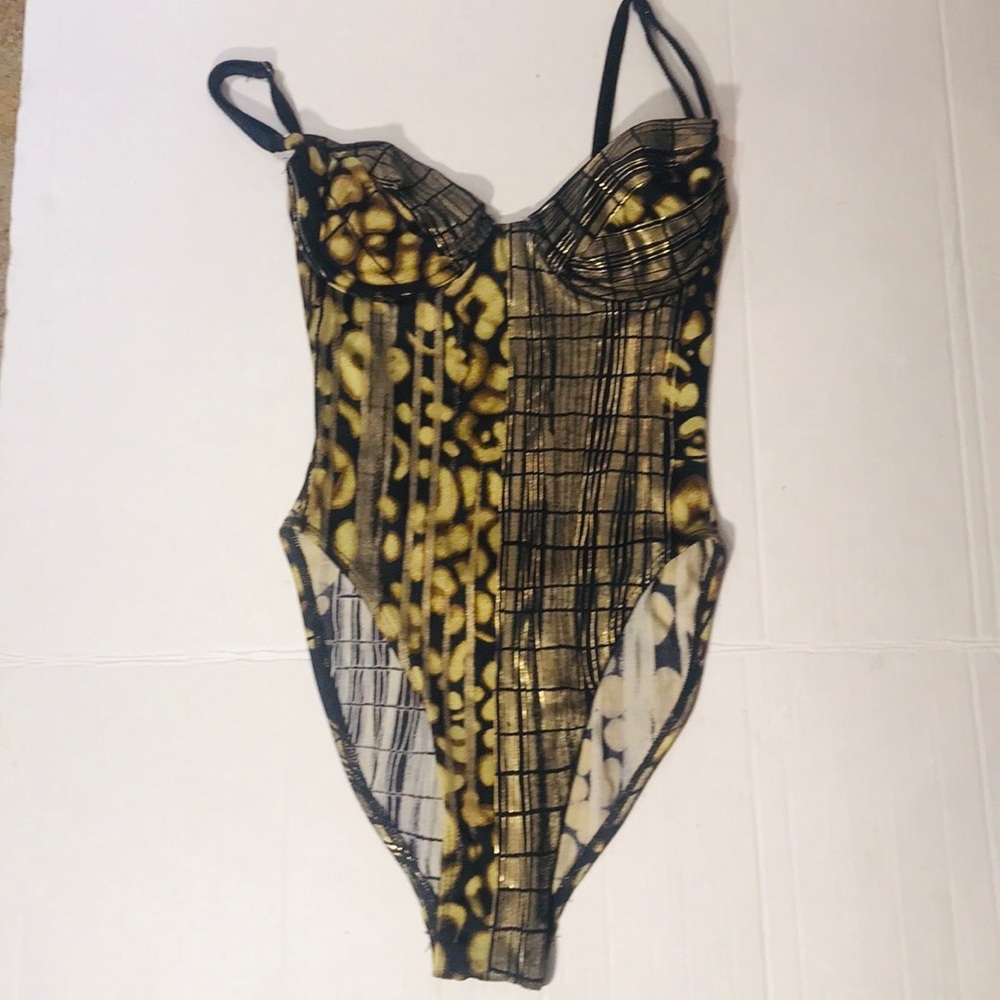 Sauvage Swimwear Black & Gold One Piece SZ Small